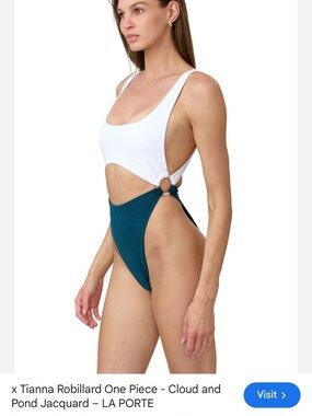 NWT LA PORTE X TIANNA ROBILLARD ONE PIECE - CLOUD AND POND JACQUARD size M